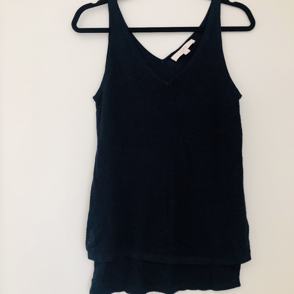 dark blue v front & back knit tank / size s